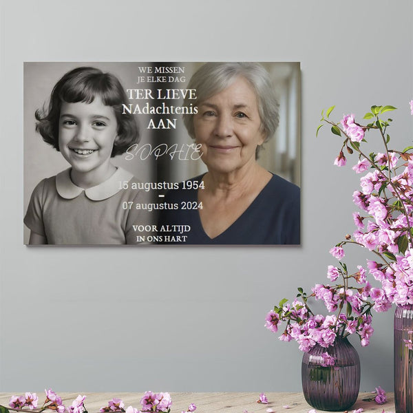 Gepersonaliseerde Herdenkingsscanvas "In Liefdevolle Herinnering" met Foto – Troostrijk Rouwcadeau